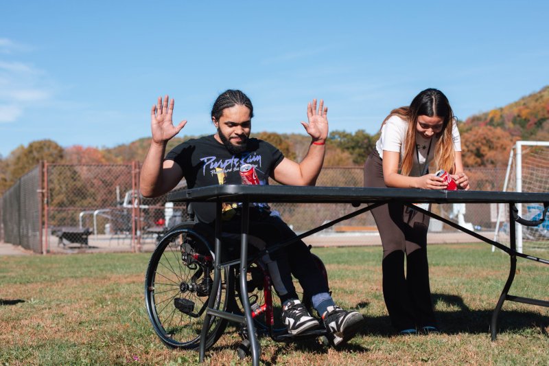 The writer, Jordan Mccown, competing in a Coca-Cola challenge. Photo by Sydney Moore.
